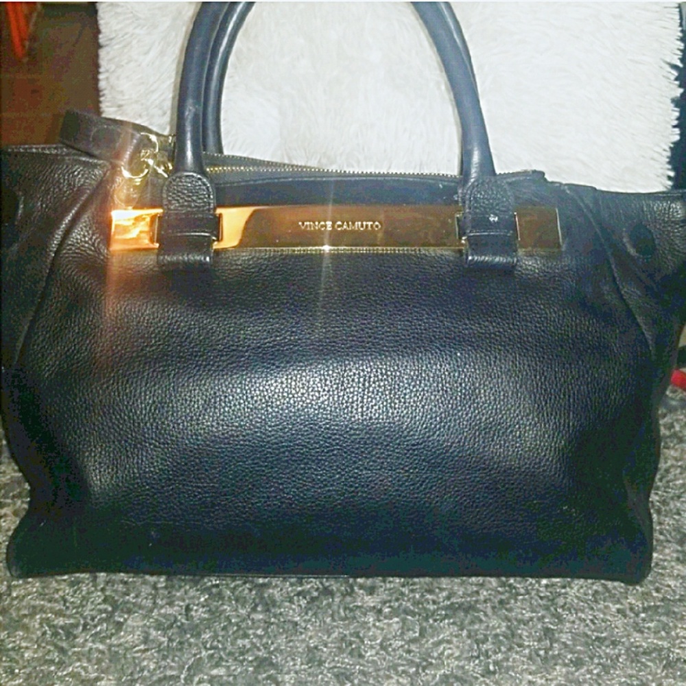 Vince Camuto Black Leather Tote Purse